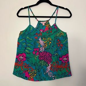 Lilly Pulitzer Jungle Print Silk Racer Back Top